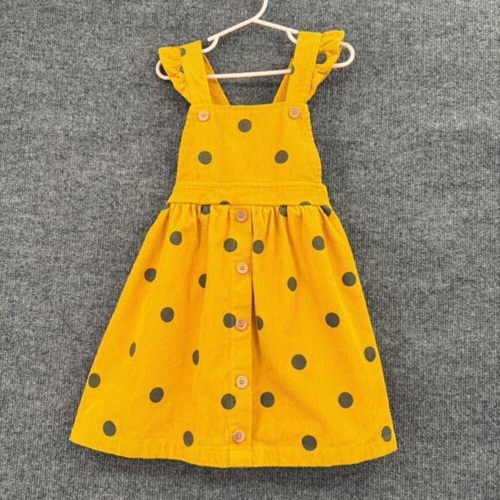 Blueberi Boulevard Girls Corduroy Jumper Overall Dress Size 5 Yellow Polka Dot